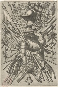 紋章トロフィーからなる表面装飾 トロフィーの表面装飾とフリーズ（シリーズタイトル） 作： Johannes of Lucas van Doetechum