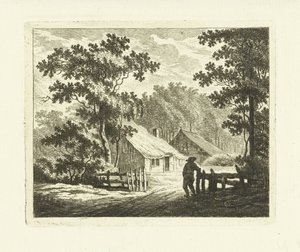 農場のある風景とフェンスのある庭 作： Johannes van Cuylenburgh