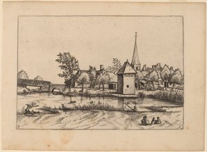 教会と橋のある田舎の村 作： Johannes van Doetechum, the Elder and Lucas