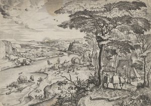 巡礼者のいるエマオの風景」のエウンテス 1555-56年頃制作者：ヨハネス・ファン・ドエテカムI、ルーカス・ファン・ドエテカム