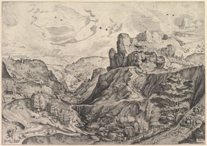 深い谷のあるアルプスの風景（『大きな風景』より）1555年から56年頃