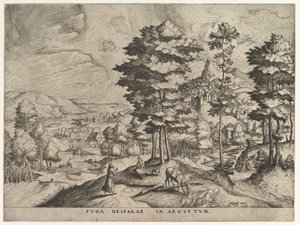 エジプトへの飛翔 「大いなる風景」より エギプトゥムのフーガ・デイパラエ 1555-56年頃 作： Johannes van Doetecum I