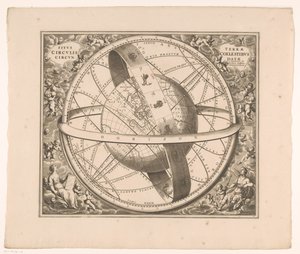 Hemelkaart van de aarde volgens het stelsel van Ptolemaeus 天球に囲まれた地球の位置（天体のタイトル） 作： Johannes van Loon