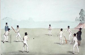 Vacation Amusement, No.3 (Cricket - A Long Innings) (HB Sketches No.653) 1840年10月3日発行 (カラーリトグラフ) 作： John  Doyle