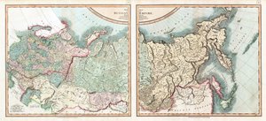 ロシア帝国の分割統治地図 パー・カリー、ジョン（c. 1754-1835）。エッチング、水彩画 作： John (after) Cary
