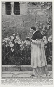 拷問を奨励するためにブレブリオを朗読する教皇ウルバン6世（リトグラフ 作： John (after) Collier