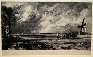 デイヴィッド・ルーカス（1802-81）が彫った「春」（1829年頃）（紙にメゾチント＆ブラックカーボンインク 作： John (after) Constable
