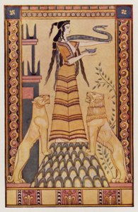 クレタ島の蛇女神（カラーリトグラフ）