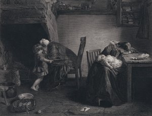 ロバート・バーンズの「兵士の帰還」の挿絵（彫刻）。 作： John (after) Faed