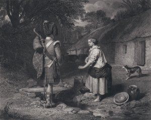 ロバート・バーンズの「兵士の帰還」の挿絵（彫刻）。 作： John (after) Faed