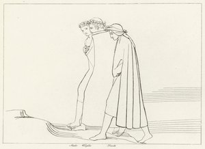 スタティウスとの面会、煉獄、カント21（エングレーヴィング 作： John (after) Flaxman