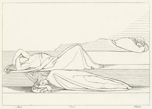 詩人たちの休息、煉獄、カント27(エングレーヴィング) 作： John (after) Flaxman