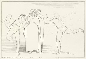 火の雨、インフェルノ、カント16（エングレーヴィング 作： John (after) Flaxman