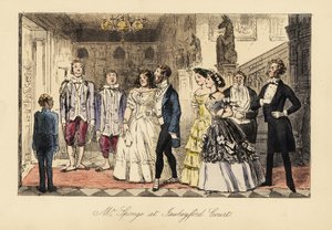 豪邸でのディナー前に発表された英国紳士・淑女の姿 作： John (after) Leech