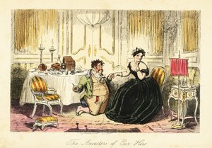 旅館のレストランで若い女性に求愛する英国紳士