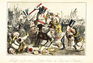 パレスチナのアルスフ（アゾタス）の戦いでサラディンと戦うリチャード1世 作： John (after) Leech