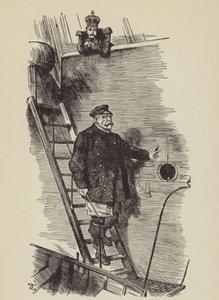 パイロットを落とす（モノクロ写真 作： John (after) Tenniel