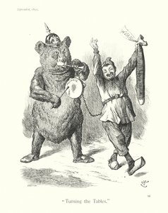 ジョン・テニエル卿の漫画「テーブルをひっくり返す」（エングレーヴィング） 作： John (after) Tenniel