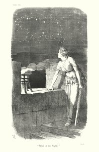 サー・ジョン・テニエルの漫画"夜はどうなる？"(エングレーヴィング） 作： John (after) Tenniel