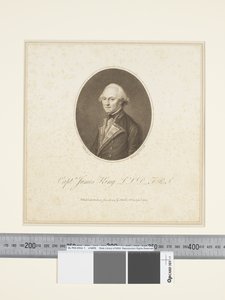 III.ジェームズ・キング船長、フランチェスコ・バルトロッツィ（1727-1815）が1773-84年頃に描いたもの（エングレーヴィング 作： John (after) Webber