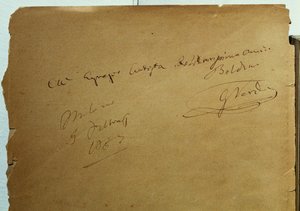 ジュゼッペ・ヴェルディ（1813-1901）からジョヴァンニ・ボルディーニ（1842-1931）への直筆の献辞 作： Walter Charles Mills