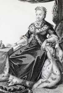 エカテリーナ2世、ソフィー・フリーデリケ・アウグスト（1729-1796）、ロシアの女帝、エングレービング 作： Walter Charles Mills