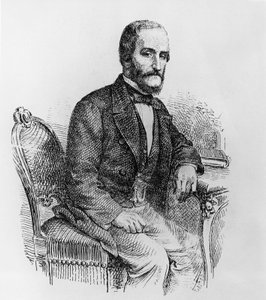 イタリアの政治家・経済学者、ラファエレ・ブサッカ・デイ・ガリドーロ（1810-1893）の肖像、エングレービング 作： Walter Charles Mills