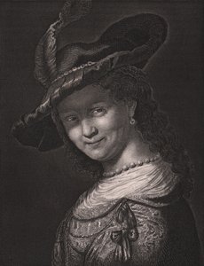 レンブラントの妻サスキア・ファン・ウイレンブルク（1612-1642）の肖像 レンブラントの絵からL・ラーブがエングレーヴィング ドレスデン王立美術館所蔵 アルバート・ヘンリー・ペイン作 ドレスデン・ライプツィヒのH・ペイン社 1840年頃 作： Walter Charles Mills