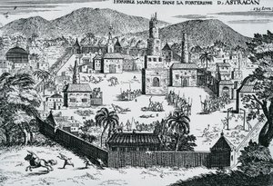 1670年、アストラハンの要塞を攻めるステパン・ラージン率いるコサック（ロシア 作： Walter Charles Mills