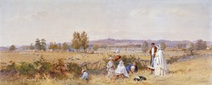1859 年、ロンドン、イズリントン、ホロウェイ刑務所の裏の野原 作： John Absolon