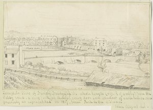 バートンアポントレント橋と町：ペン画、1817