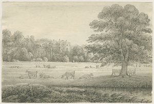 ハグレイホール：ペンとウォッシュの描画、1814年5月4日 作： John Allport