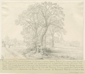 リッチフィールド-ストウ・プールの向こうの眺め：ペン画、nd [1826] （図面 作： John Allport