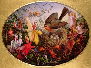 巣を守るコックロビン 作： John Anster Fitzgerald