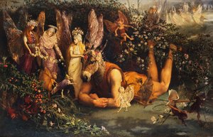 真夏の夜の夢のチタニアとボトム 作： John Anster Fitzgerald