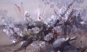 "Who Killed Cock Robin?"(水彩) 作： John Anster Fitzgerald