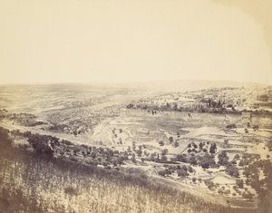 ゲッセマネの園とエルサレムの眺め、1860年代。 作： John Anthony