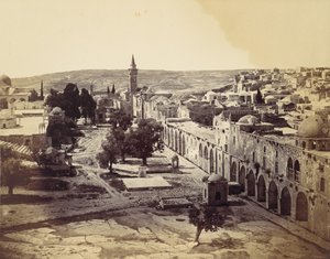エルサレム、オマールのモスクの中庭、1857 年。 作： John Anthony