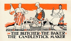 「肉屋、パン屋、燭台職人」、c1925 作： John Archibald Austen