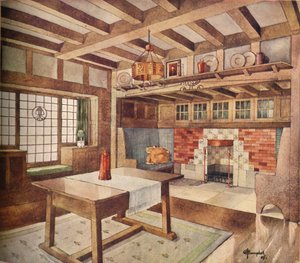 小さな家のリビングルームのデザイン」、1900年頃、1905年
