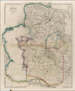 1842年、ジョン・アロースミスによるカスピ海、ヒヴァとその周辺の地図 作： ジョン・アロウスミス