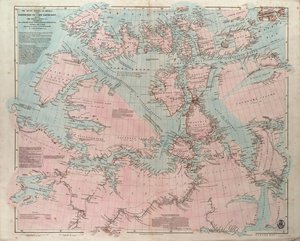 バフィン湾からバサースト岬に至るアメリカの北極海岸。1818年から1859年にかけて、イギリスの探検隊の将校たちによって探検された海岸と河川を示す。 作： John Arrowsmith