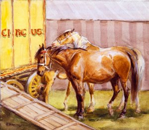 サーカスの馬（水彩画） 作： John Atkinson