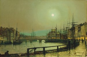 月明かりに照らされた港、1883年