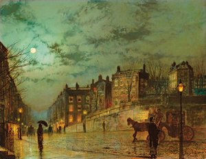 ハムステッドヒル、ヒースストリートを見下ろす、1881 作： John Atkinson Grimshaw