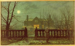 月光による庭の女性、1892 作： John Atkinson Grimshaw