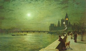 ウェストミンスターでテムズ川に反射する光 作： John Atkinson Grimshaw