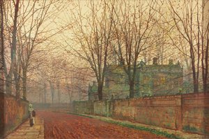 11月の朝、リーズ、クノストロップホール 作： John Atkinson Grimshaw