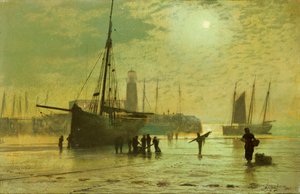 スカボローの灯台、1877 作： John Atkinson Grimshaw