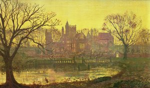 堀のあるグランジ 作： John Atkinson Grimshaw